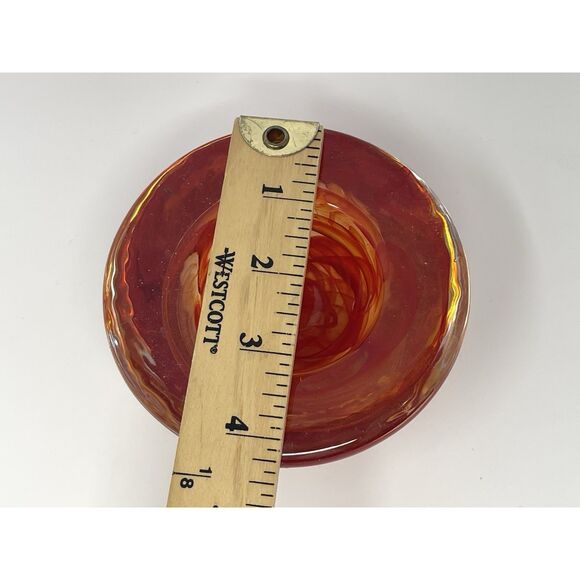 Kosta Boda Atoll Art Glass Votive Tea Light Candle Holder Red Swirl Sweden - Picture 3 of 6